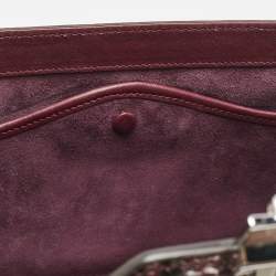 Pre Owned Gucci Burgundy Python Lady Lock Briefcase Clutch
