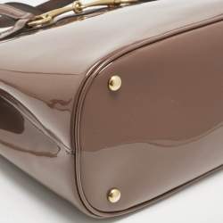 Gucci Dark Beige Patent Leather Medium Bright Bit Tote