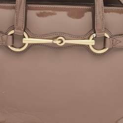 Gucci Dark Beige Patent Leather Medium Bright Bit Tote