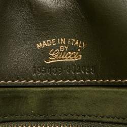 Pre Owned Gucci Green Python Heritage Foldover Bamboo Top Handle Bag