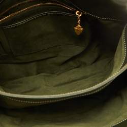 Pre Owned Gucci Green Python Heritage Foldover Bamboo Top Handle Bag