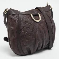 Pre Owned حقيبة كروس بودي غوتشي دي رينغ جلد قُتشيسيما بني داكن