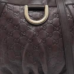 Pre Owned حقيبة كروس بودي غوتشي دي رينغ جلد قُتشيسيما بني داكن