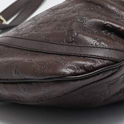 Pre Owned حقيبة كروس بودي غوتشي دي رينغ جلد قُتشيسيما بني داكن