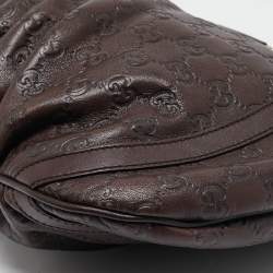 Pre Owned حقيبة كروس بودي غوتشي دي رينغ جلد قُتشيسيما بني داكن