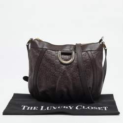 Pre Owned حقيبة كروس بودي غوتشي دي رينغ جلد قُتشيسيما بني داكن