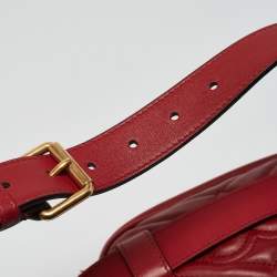 Gucci Red Matelasse Leather GG Marmont Belt Bag