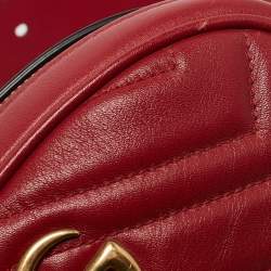 Gucci Red Matelasse Leather GG Marmont Belt Bag