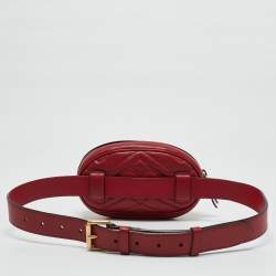 Gucci Red Matelasse Leather GG Marmont Belt Bag
