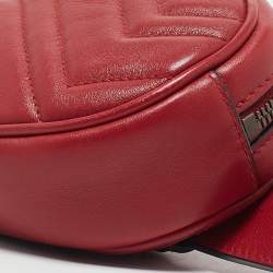 Gucci Red Matelasse Leather GG Marmont Belt Bag