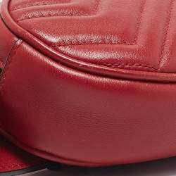 Gucci Red Matelasse Leather GG Marmont Belt Bag
