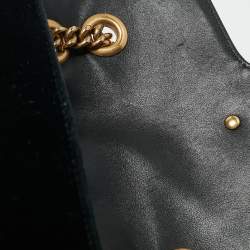 مملوكة مسبقًا Gucci Black Matelassé Velvet Mini GG Marmont Shoulder Bag