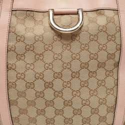 مملوكة مسبقًا Gucci Light Pink/Beige GG Canvas and Leather D Ring Tote