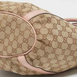مملوكة مسبقًا Gucci Light Pink/Beige GG Canvas and Leather D Ring Tote