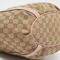 مملوكة مسبقًا Gucci Light Pink/Beige GG Canvas and Leather D Ring Tote