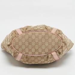 مملوكة مسبقًا Gucci Light Pink/Beige GG Canvas and Leather D Ring Tote