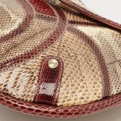 Gucci Burgundy/Beige Python Medium Britt Tassel Hobo