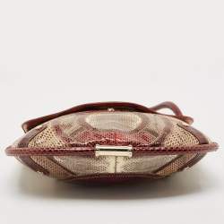 Gucci Burgundy/Beige Python Medium Britt Tassel Hobo