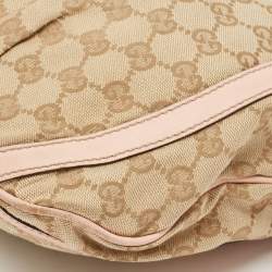 Gucci Light Pink/Beige GG Canvas and Leather Abbey D-Ring Crossbody Bag