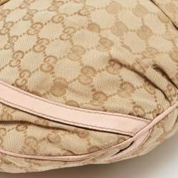 Gucci Light Pink/Beige GG Canvas and Leather Abbey D-Ring Crossbody Bag