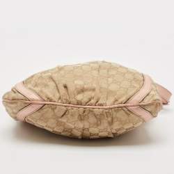 Gucci Light Pink/Beige GG Canvas and Leather Abbey D-Ring Crossbody Bag
