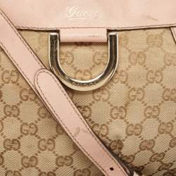 Gucci Light Pink/Beige GG Canvas and Leather Abbey D-Ring Crossbody Bag
