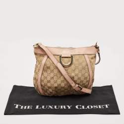 Gucci Light Pink/Beige GG Canvas and Leather Abbey D-Ring Crossbody Bag