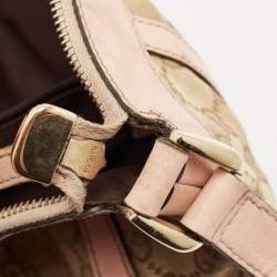 Gucci Light Pink/Beige GG Canvas and Leather Abbey D-Ring Crossbody Bag