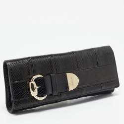 Pre Owned Gucci Black Snakeskin Romy Clutch