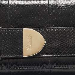 Pre Owned Gucci Black Snakeskin Romy Clutch
