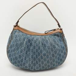 مملوكة مسبقًا Gucci GG Denim and Leather Medium Sukey Hobo