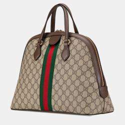 Gucci Beige GG Supreme Canvas Medium Ophidia Web Satchel Bag