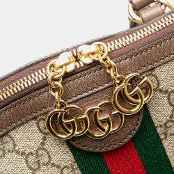Gucci Beige GG Supreme Canvas Medium Ophidia Web Satchel Bag