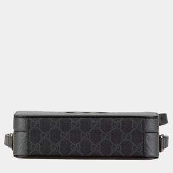 Gucci Grey GG Supreme Canvas and Leather Cut Out Interlocking G Crossbody Bag