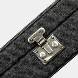 Gucci Grey GG Supreme Canvas and Leather Cut Out Interlocking G Crossbody Bag
