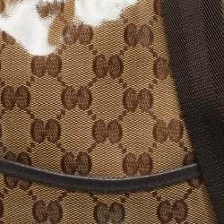 Pre Owned Gucci Dark Brown/Beige GG Crystal Canvas Mini Messenger Bag