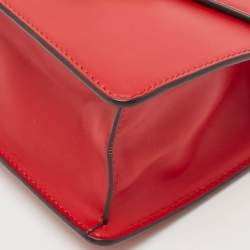 Gucci Red Leather Mini Web Sylvie Top Handle Bag