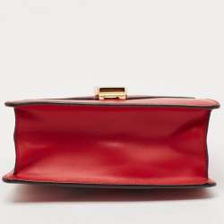 Gucci Red Leather Mini Web Sylvie Top Handle Bag