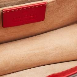 Gucci Red Leather Mini Web Sylvie Top Handle Bag