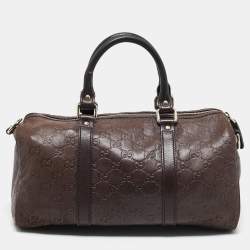 Pre Owned Gucci Dark Brown Guccissima Leather Medium Joy Boston Bag