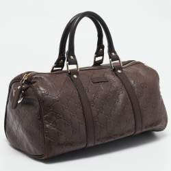 Pre Owned Gucci Dark Brown Guccissima Leather Medium Joy Boston Bag