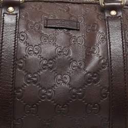 Pre Owned Gucci Dark Brown Guccissima Leather Medium Joy Boston Bag