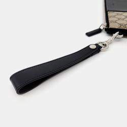 Gucci Beige Black Coated Canvas and Leather GG Supreme Clutch Bag