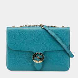 Gucci Blue Medium Dollar Calfskin Interlocking G Crossbody Bag