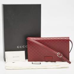 Pre Owned Gucci Red Microguccissima Leather Flap Wallet on Strap
