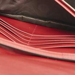 Pre Owned Gucci Red Microguccissima Leather Flap Wallet on Strap