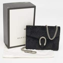 Gucci Black GG Velvet Mini Dionysus Wallet On Chain
