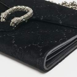 Gucci Black GG Velvet Mini Dionysus Wallet On Chain