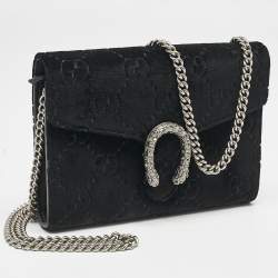 Gucci Black GG Velvet Mini Dionysus Wallet On Chain