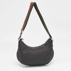 Pre Owned Gucci Black GG Canvas Web Crossbody Bag